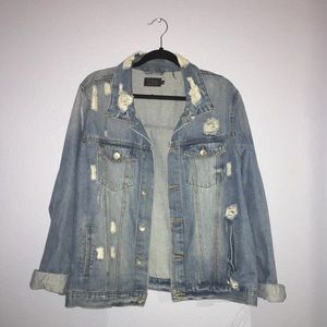 Distressed Denim Jacket (sz L)